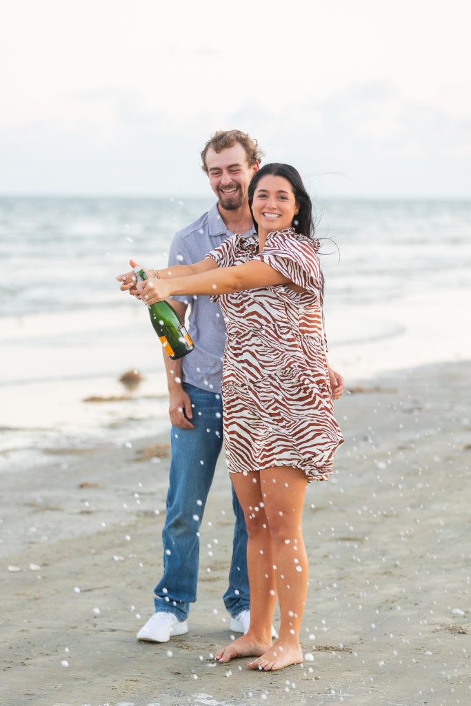 Galveston Island Sunset Wedding Engagement Proposal Photos by Jessica Pledger Photography 